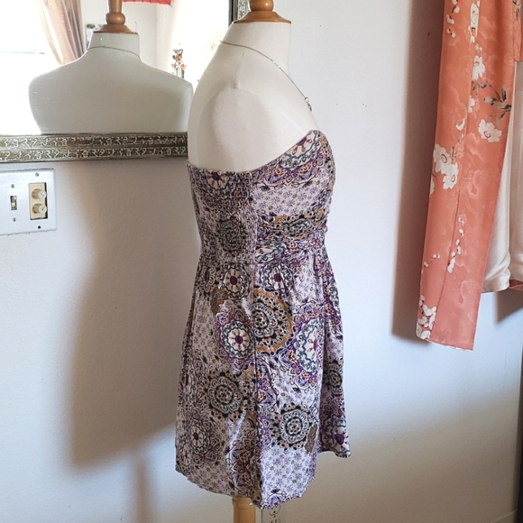 Band of Gypsies Strapless Floral Mandala Mini Dress Size Medium - Picture 8 of 13